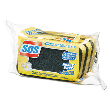 S.O.S.® Heavy Duty Scrubber Sponge, 2.5 X 4.5, 0.9" Thick, Yellow-green, 3-pack, 8 Packs-carton freeshipping - TVN Wholesale